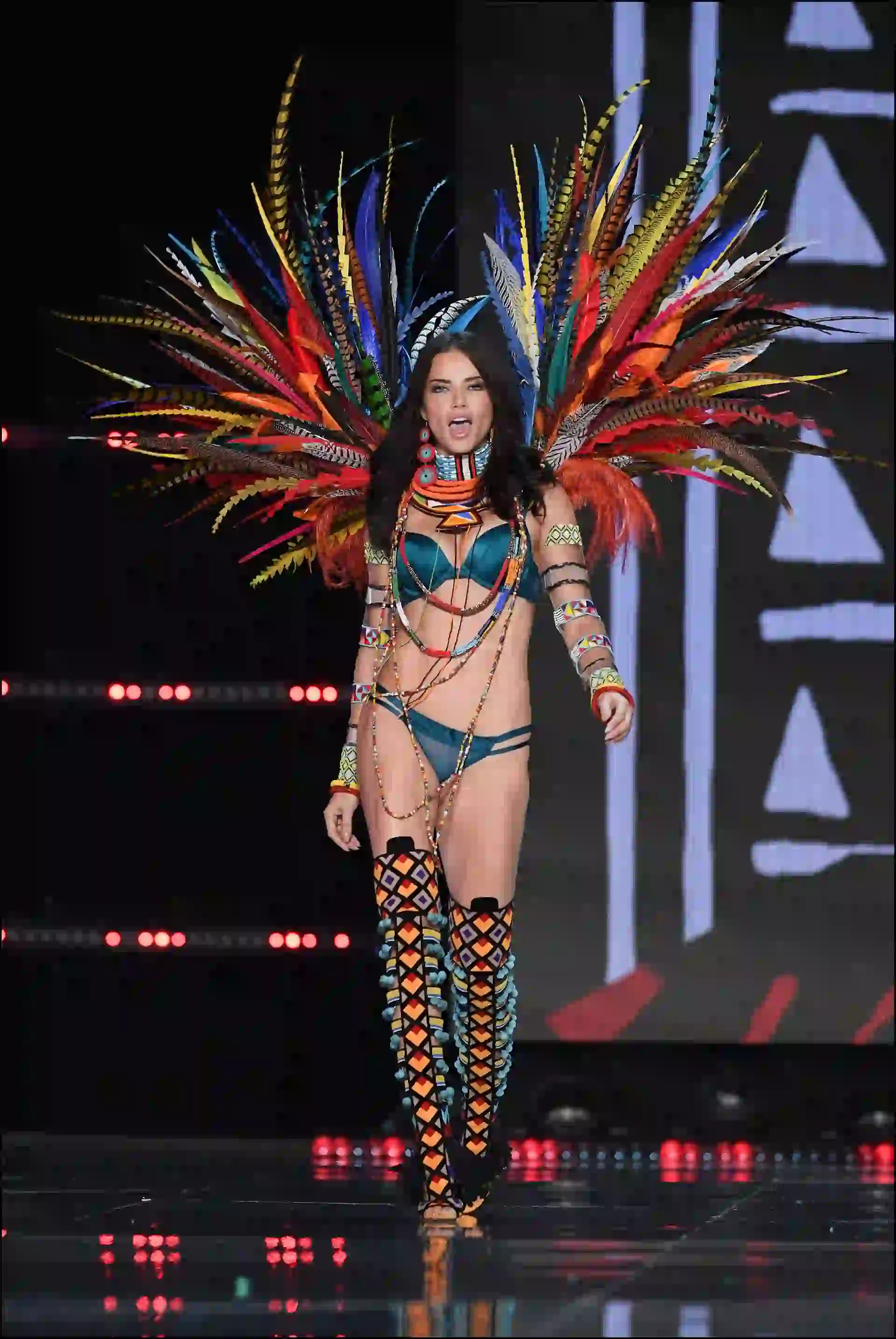 Adriana Lima is seen on stage at the Victoria