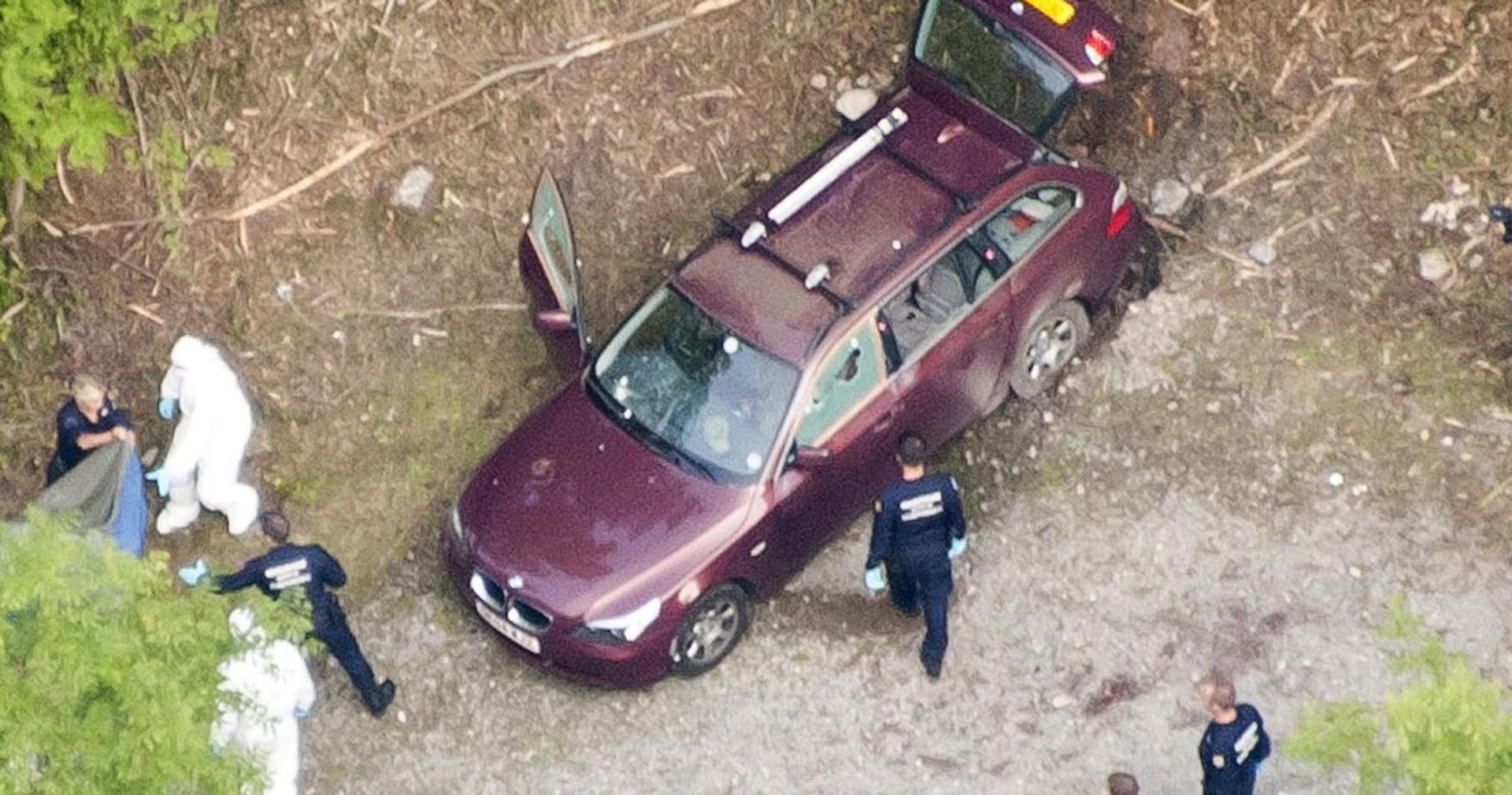 El BMW donde fue asesinada a balazos la familia Al.hilli cerca del lago Annecy.