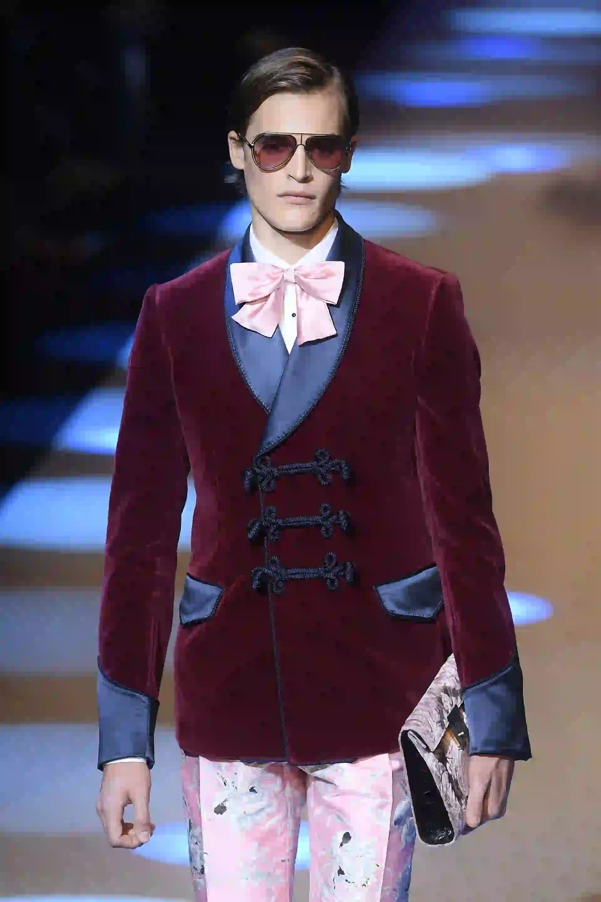 A model presents a creation for fashion house Dolce & Gabbana during the Men