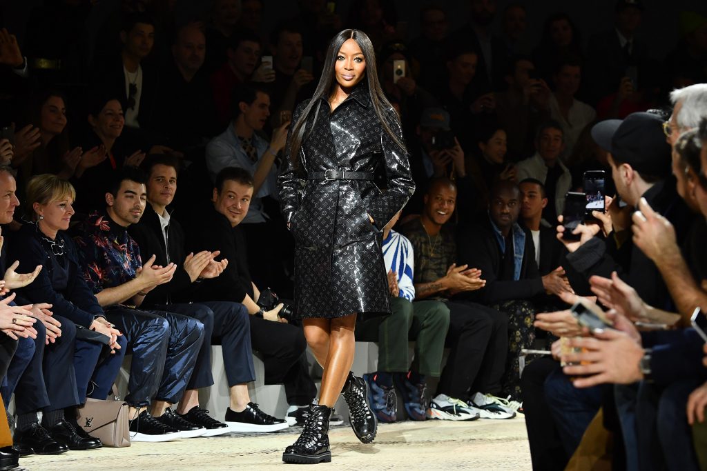 PARIS, FRANCE - JANUARY 18: Naomi Campbell walks the runway during the Louis Vuitton Menswear Fall/Winter 2018-2019 show as part of Paris Fashion Week on January 18, 2018 in Paris, France. (Photo by Pascal Le Segretain/Getty Images)
