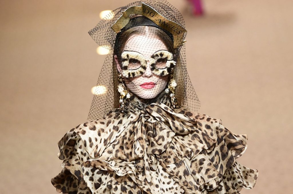 A model presents a creation by Dolce & Gabbana during the women