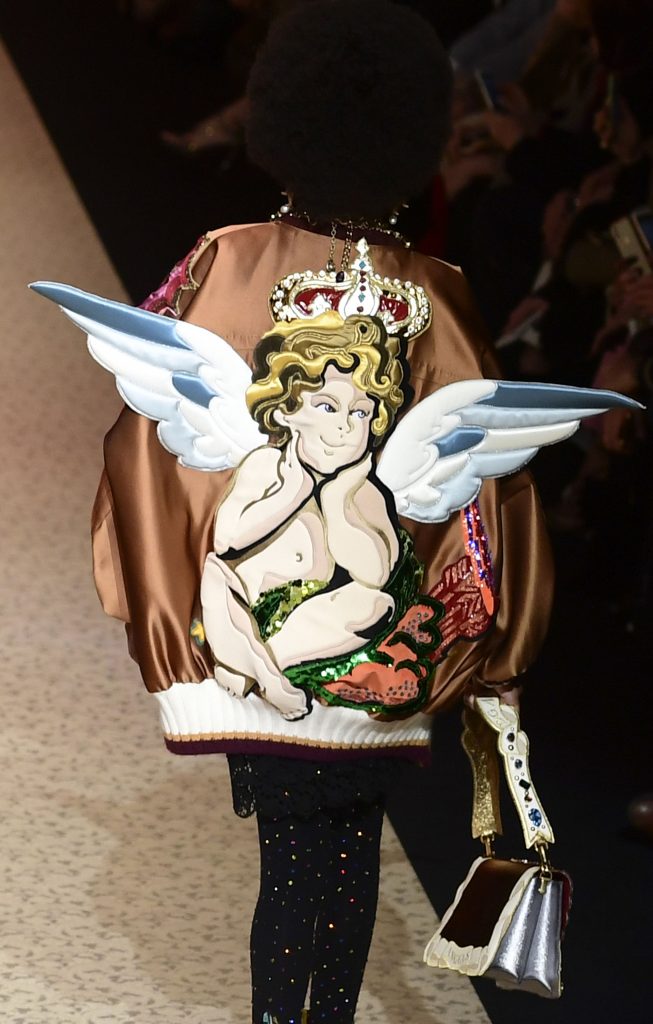 A model presents a creation by Dolce & Gabbana during the women