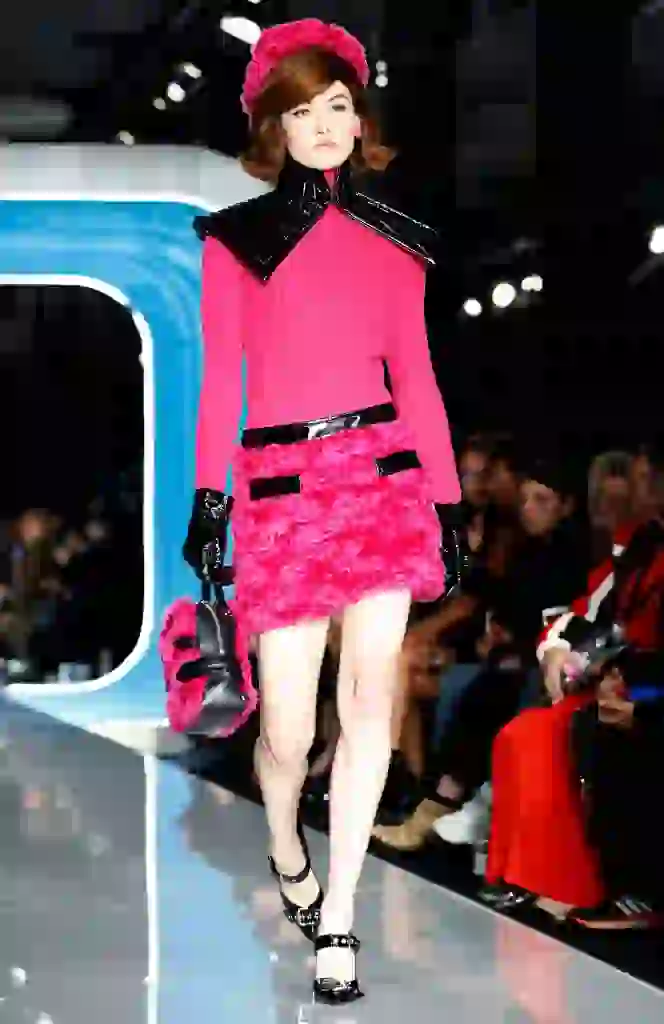 A model presents a creation from the Moschino Autumn/Winter 2018 women collection during Milan Fashion Week in Milan, Italy February 21, 2018. REUTERS/Alessandro Garofalo