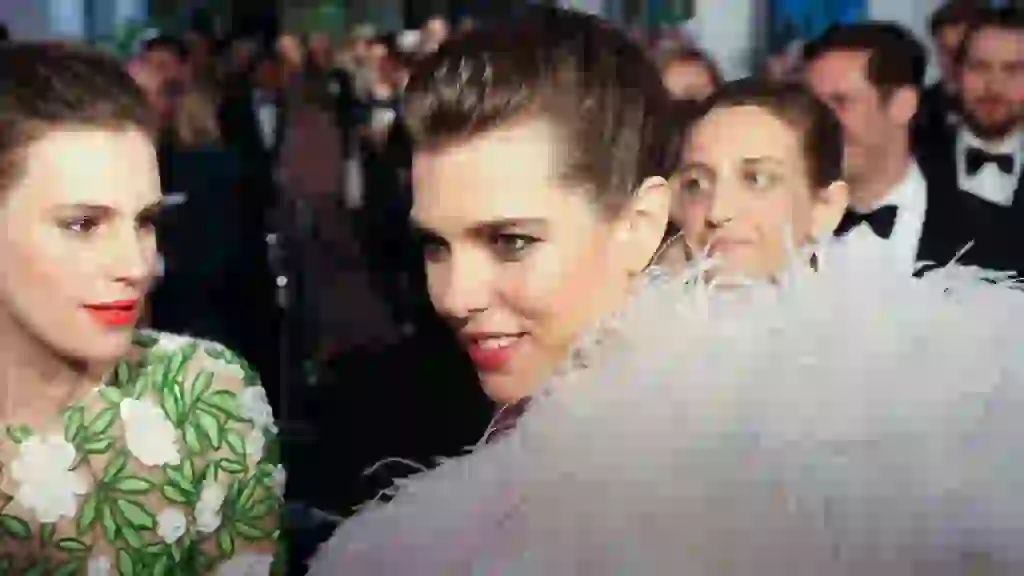 Charlotte Casiraghi arrives for the annual Rose Ball at the Monte-Carlo Sporting Club in Monaco, on March 24, 2018. The Rose Ball is one of the major charity events in Monaco. Created in 1954, it benefits the Princess Grace Foundation. / AFP PHOTO / POOL / VALERY HACHE