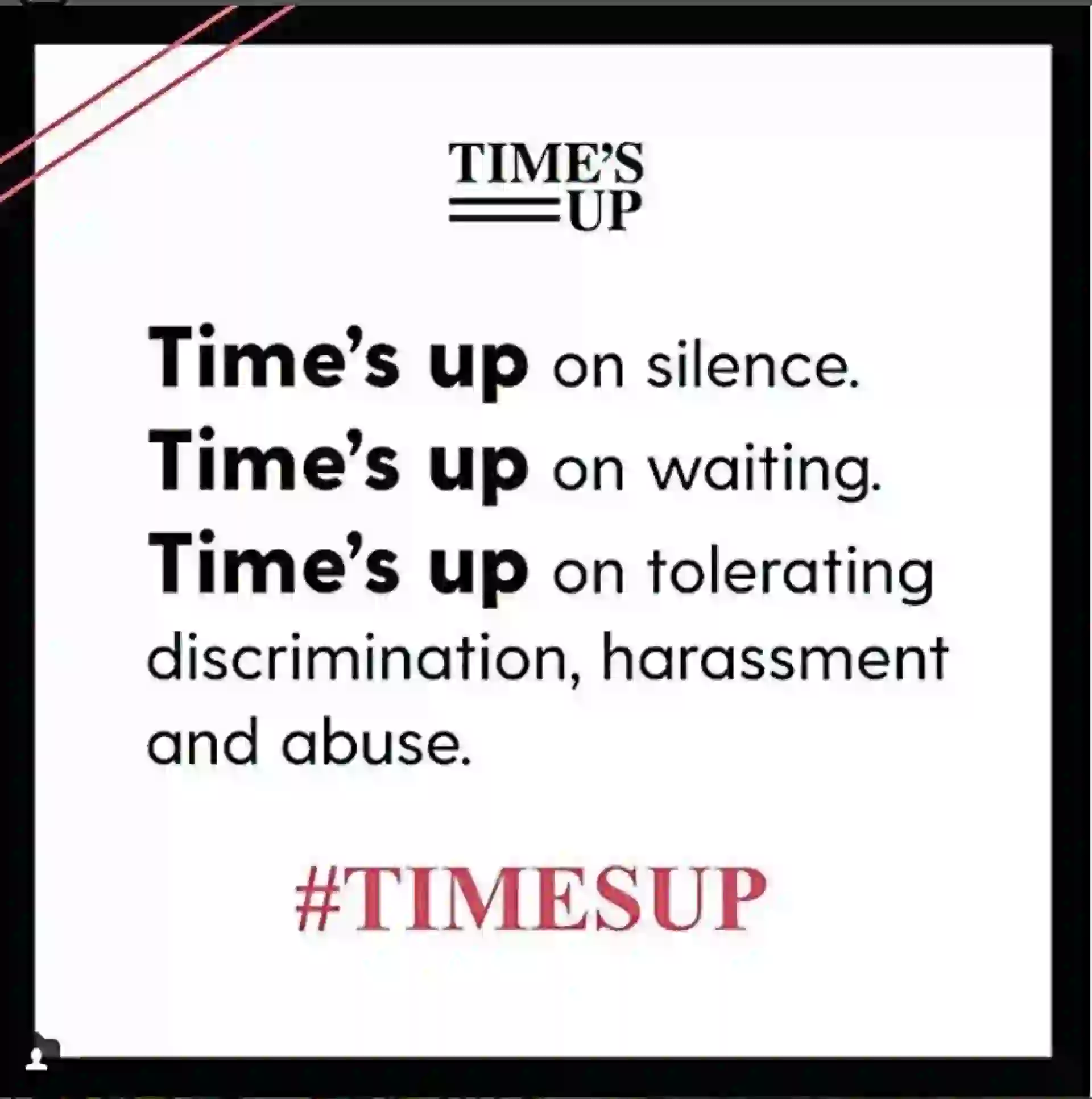 En su cuenta de Instagram se suma al movimiento Time´s Up.