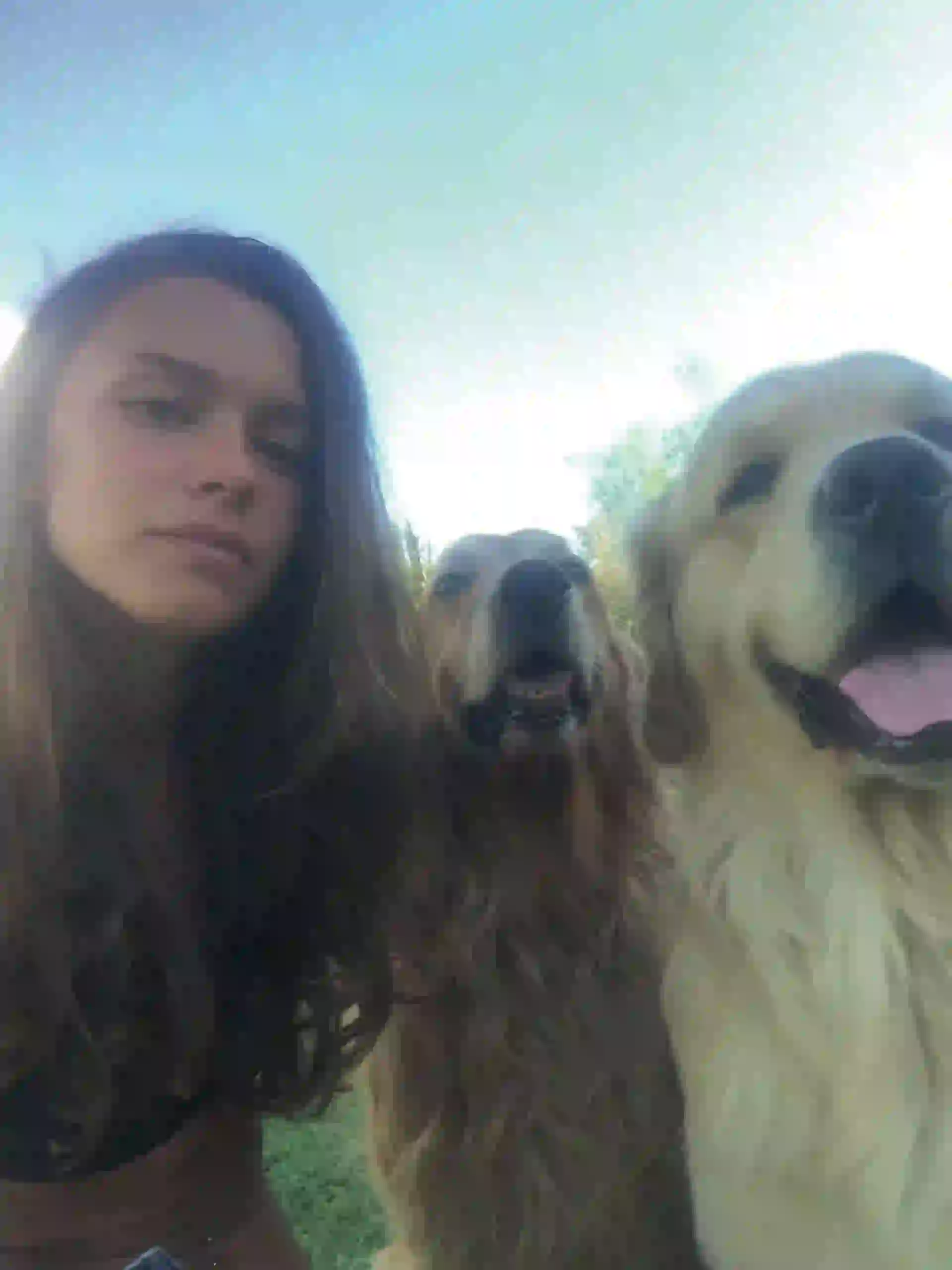 Natalia Gómez (modelo) y sus golden Romeo (8) y Román (4)