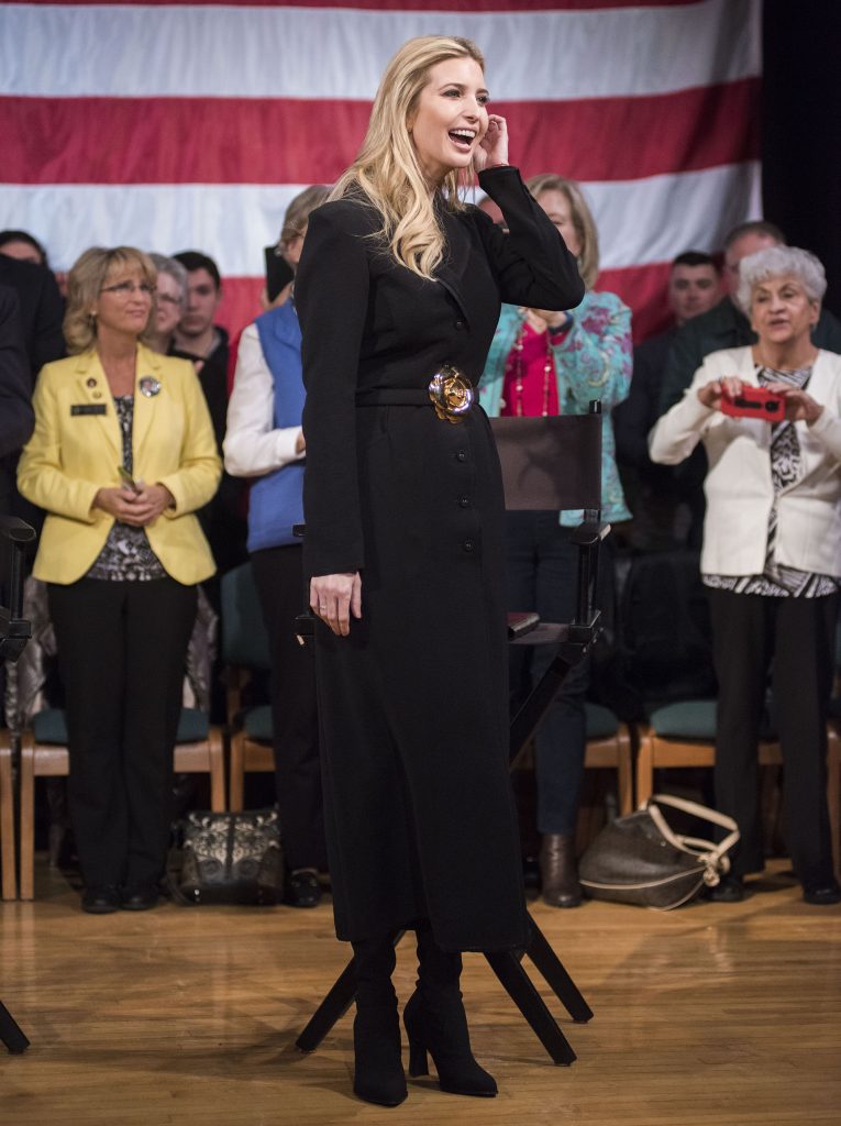 Advisor to the President Ivanka Trump enters the Derry Opera House for a town hall with residents of Derry, New Hampshire on April 17, 2018. US Secretary of the Treasury Steven Mnuchin and Advisor to the President Ivanka Trump both were present to host a town hall discussion to mark Tax Day and highlight the benefits of the Tax Cuts and Jobs Act, according to the Treasury Department. / AFP PHOTO / RYAN MCBRIDE