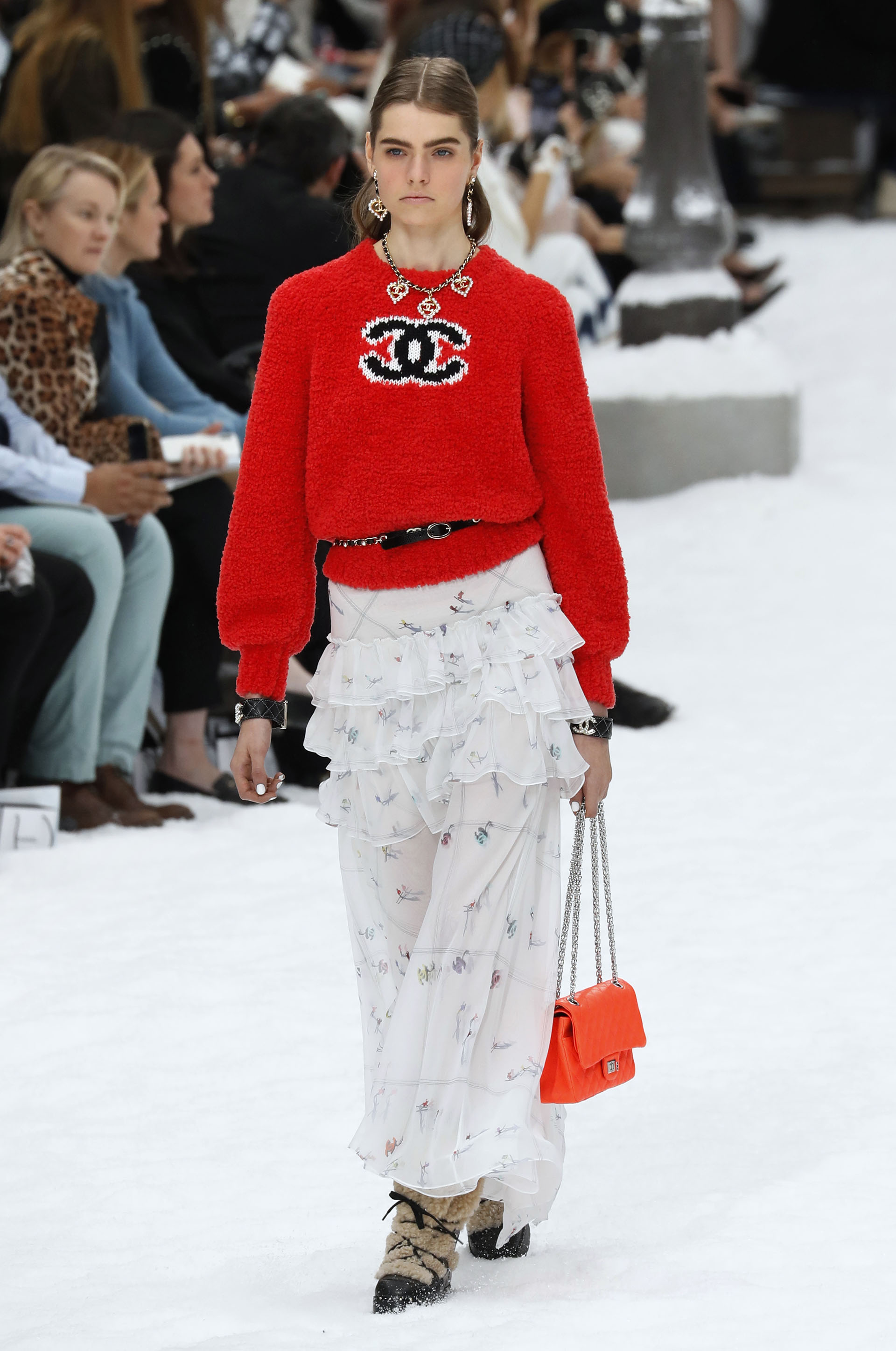 A model presents a creation by Chanel during the Women