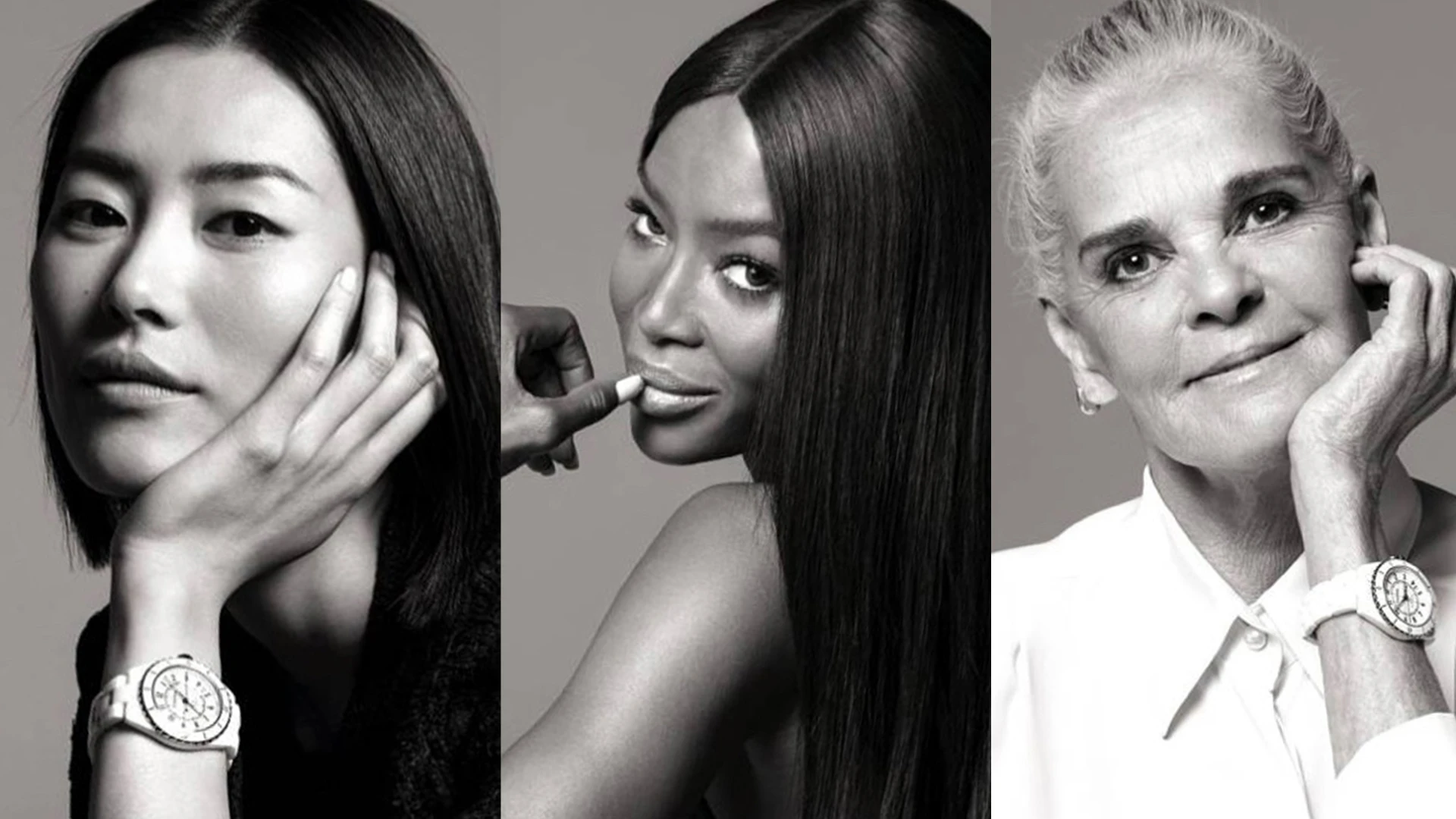 La estrella china Liu Wen, la supermodel Naomi Campbell y la siempre bella Ali MacGraw, lo nuevo de Chanel J12.