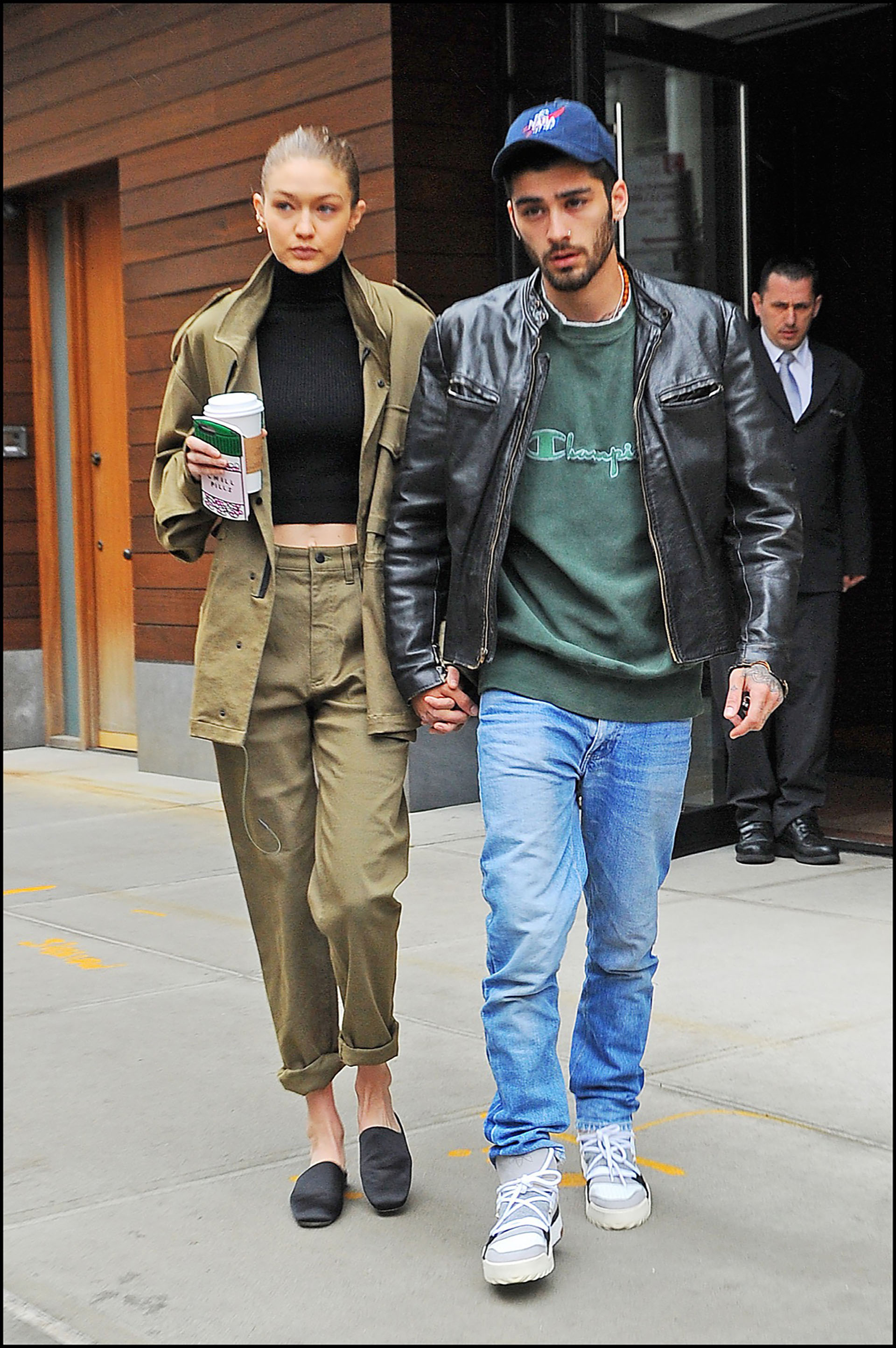 MANHATTAN, NY - APRIL 26, 2017: Gigi Hadid and Zayn Malik hold hands as they leave there Soho apartment on APRIL 26, 2017 in New York