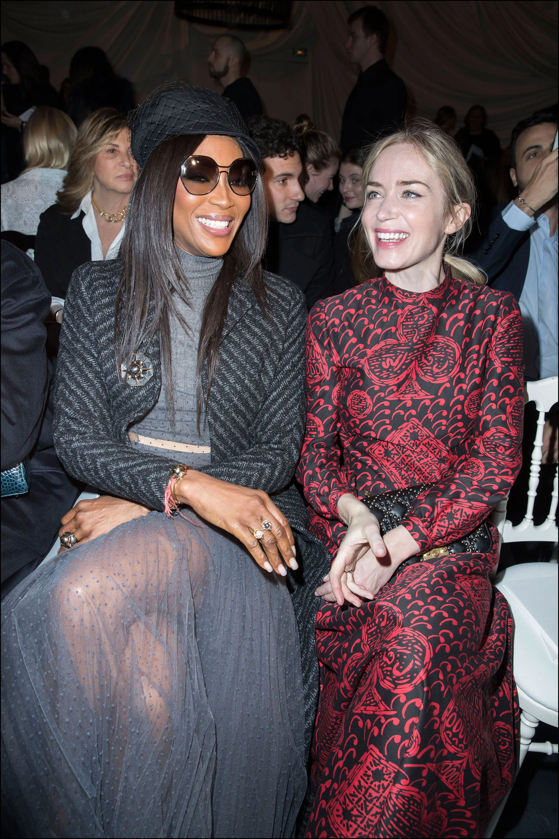 Naomi Campbell y Emily Blunt en el front row