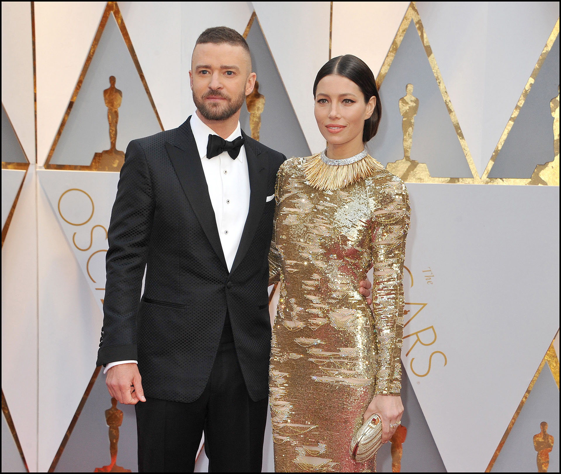 Jessica Biel wearing Kaufman Franco and Justin Timberlake at the 89th Annual Academy Awards held at the Hollywood and Highland Center in Hollywood, USA on February 26, 2017.