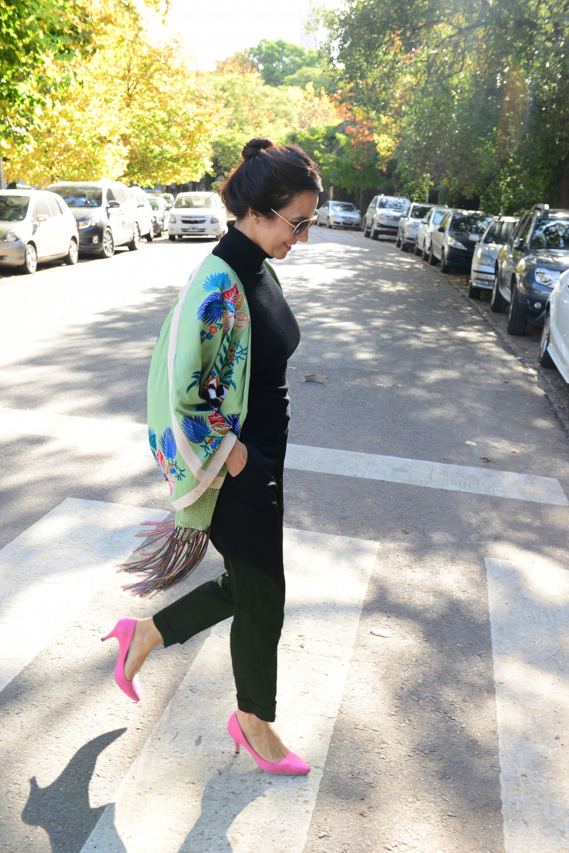 El kimono verde de Zara es una de las prendas favoritas de Marité. Foto: A. Carra/ParaTi