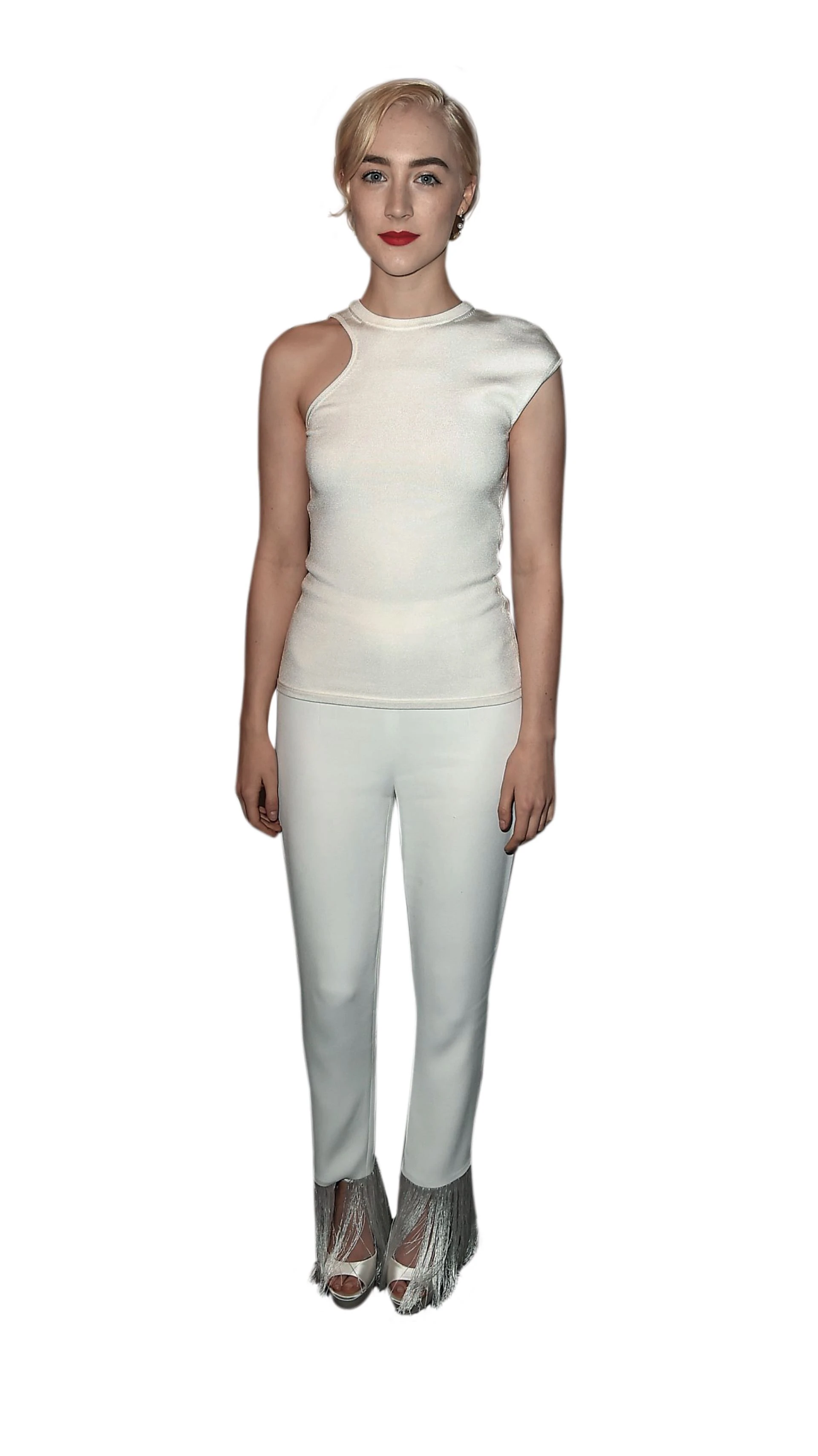Mono blanco con flecos de Cushnie et Ochs.