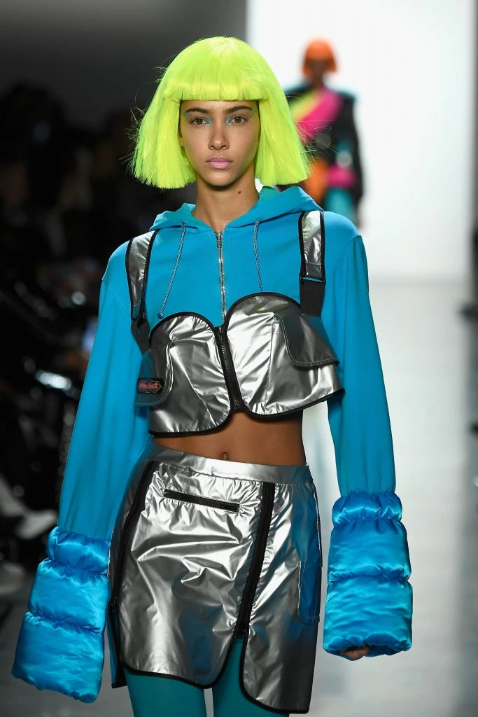 NEW YORK, NY - FEBRUARY 08: A model walks the runway for Jeremy Scott during New York Fashion Week: The Shows at Gallery I at Spring Studios on February 8, 2018 in New York City. Frazer Harrison/Getty Images for New York Fashion Week: The Shows/AFP