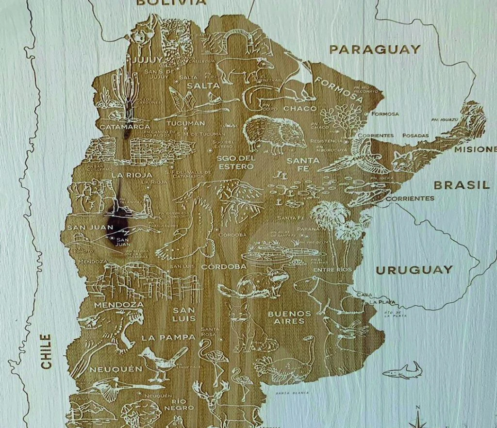 El mapa de Argentina, de Terral, incluye a las especies en peligro de extinción