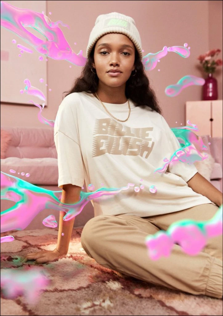 La estampa de Billie Eilish se multiplica en toda la colección cápsula con H&M. Foto: Fotonoticicas. 