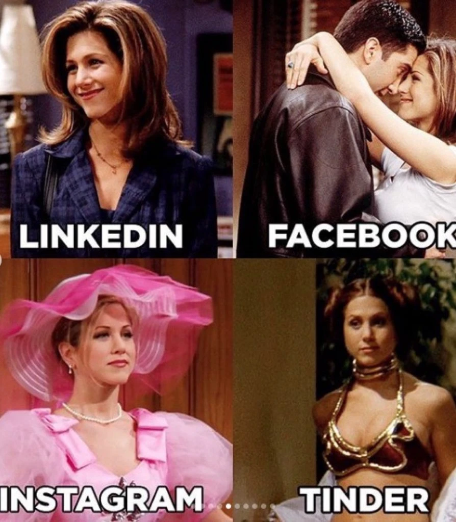 REDES SOCIALES TINDER FACEBOOK LINKEDIN INSTAGRAM