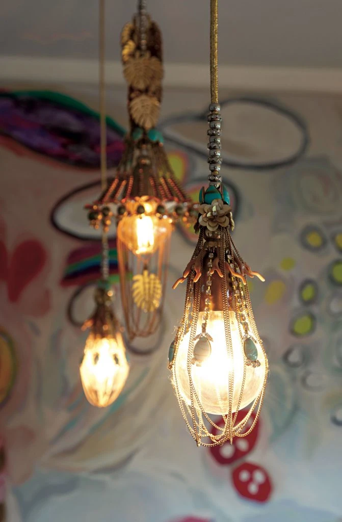 Un close up para la lámpara del comedor