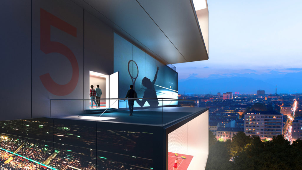 Un rascacielos para jugar al tenis. 