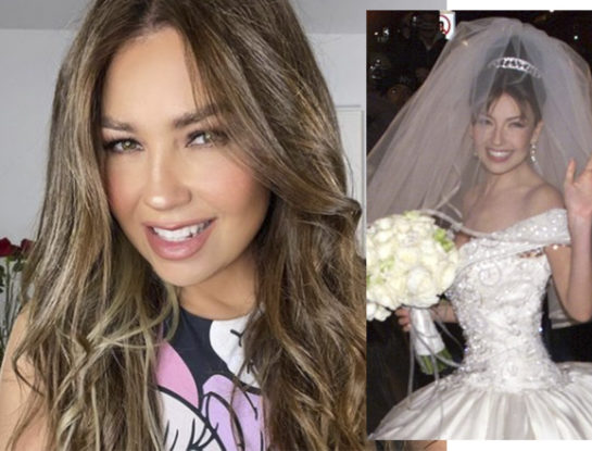 La historia del impresionante vestido de novia de Thalía