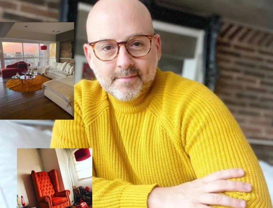 Así es el departamento de José María Muscari: amplio, luminoso, con detalles vintage y un gran predominio del color rojo