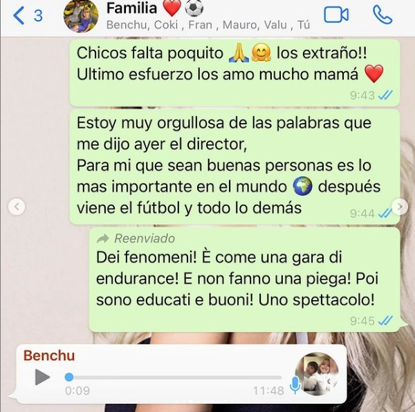 wanda nara mensajes hijos