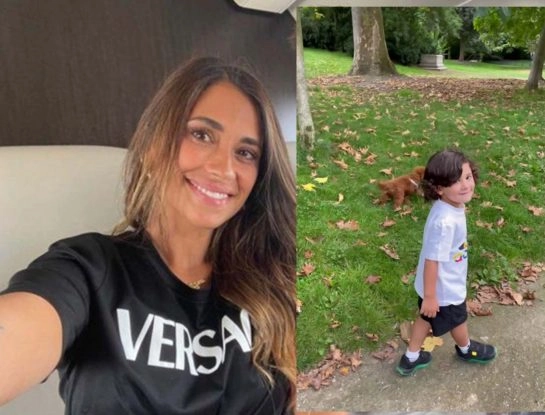 Antonela Roccuzzo mostró el primer paseo en París con Ciro y Abú