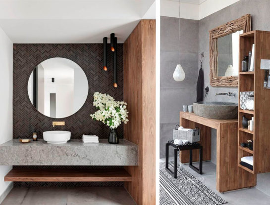 Tendencia deco 2021: baños con estilo rústico moderno