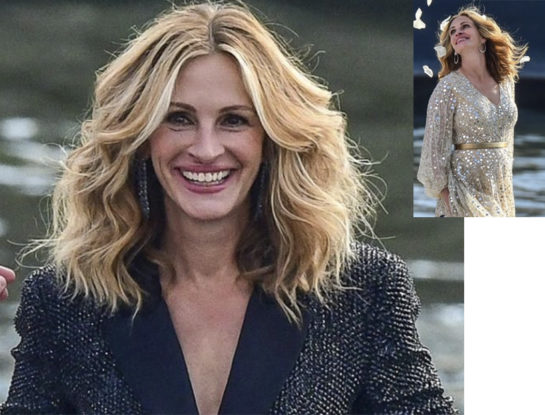 Julia Roberts deslumbró en el rodaje de un nuevo comercial a orillas del Sena