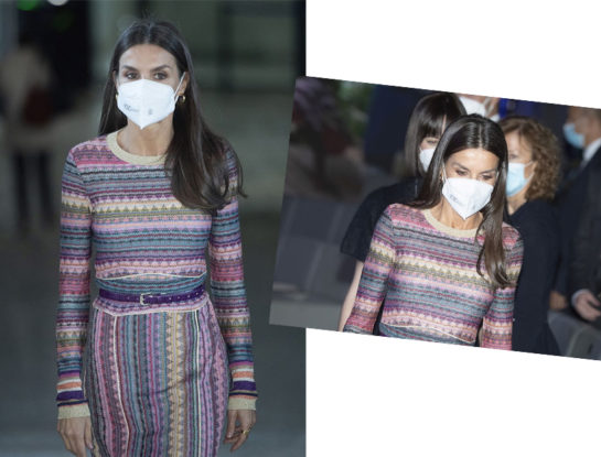 Letizia eligió un estilismo multicolor, ideal para el entretiempo