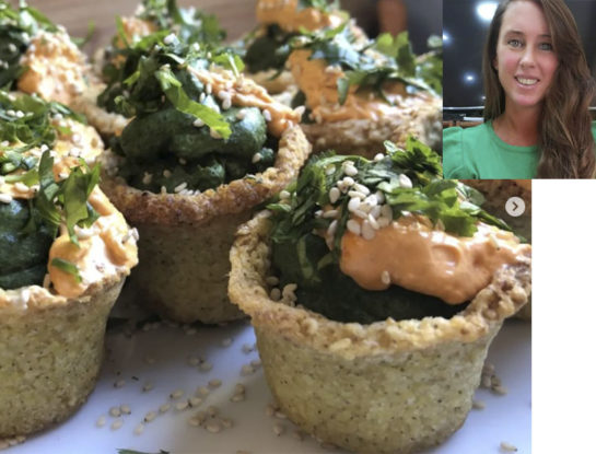 La receta de las canastitas de mijo con mousse de espinaca de Estefanía Pasquini, la esposa del Dr. Cormillot