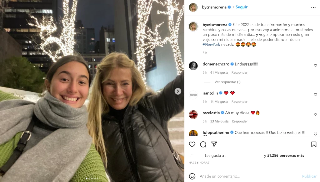 Cris Morena y su nieta Azul de vacaciones en Nueva York