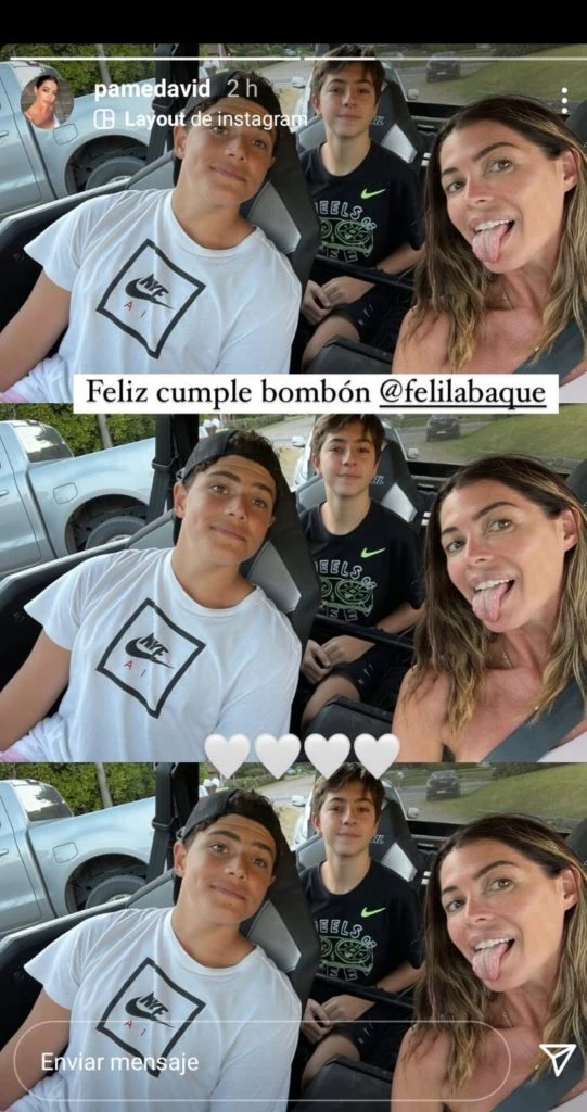 Pamela David con su hijo Felipe