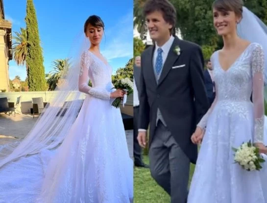 Se casó la actriz Katja Martínez, la hija de Ciro: la fiesta fue en el Palacio Sans Souci, la vistió Gabriel Lage y su papá cantó en el evento