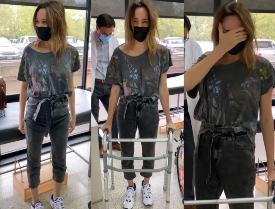 La emoción de Vero Lozano: pudo pararse por primera vez después de su operación