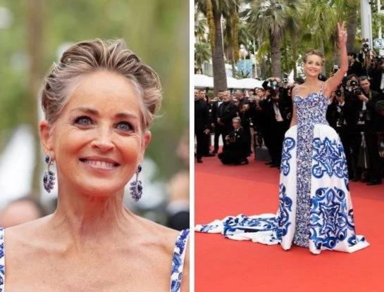 Festival de Cannes: Sharon Stone, deslumbrante, imitó a Blake Lively en la red carpet