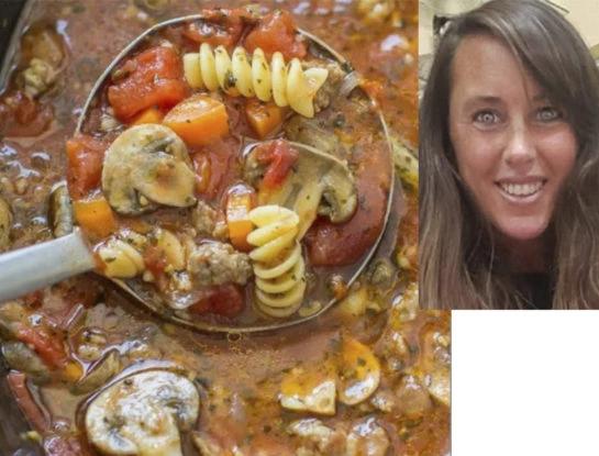 La receta del guiso liviano de fideos tirabuzón con tomate y verdura, de Estefanía Pasquini, la esposa del Dr. Cormillot