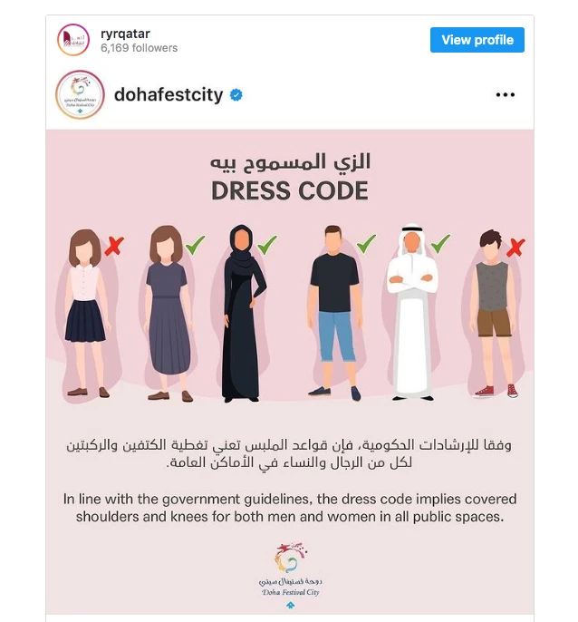 Campaña código de vestimenta Qatar