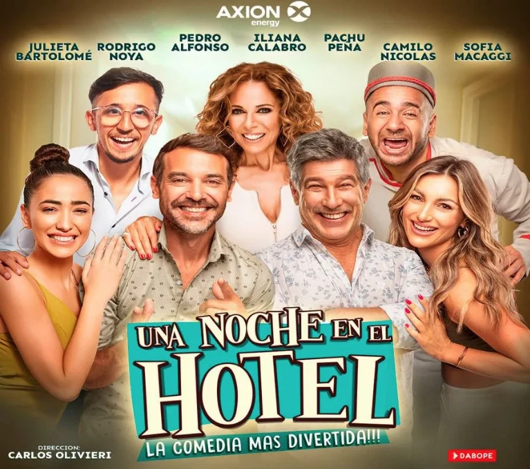El elenco de "Una noche en el hotel". 