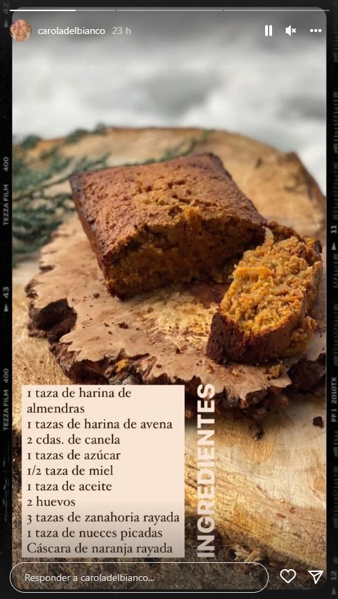 La receta del budín de zanahorias que hizo Carola del Bianco para combatir el frío