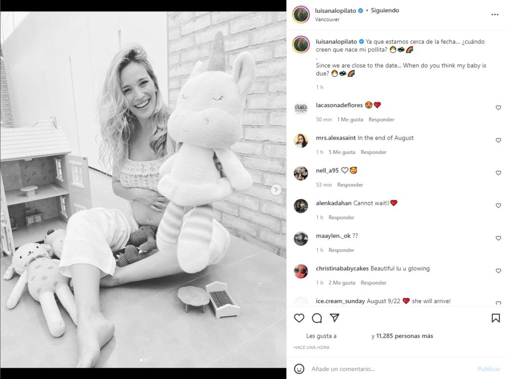 Luisana Lopilato compartió un tierno posteo en la recta final de su embarazo