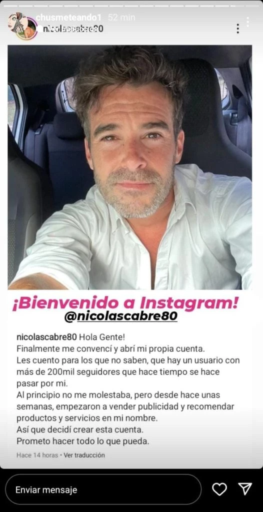 Nicolás Cabré se unió a Instagram
