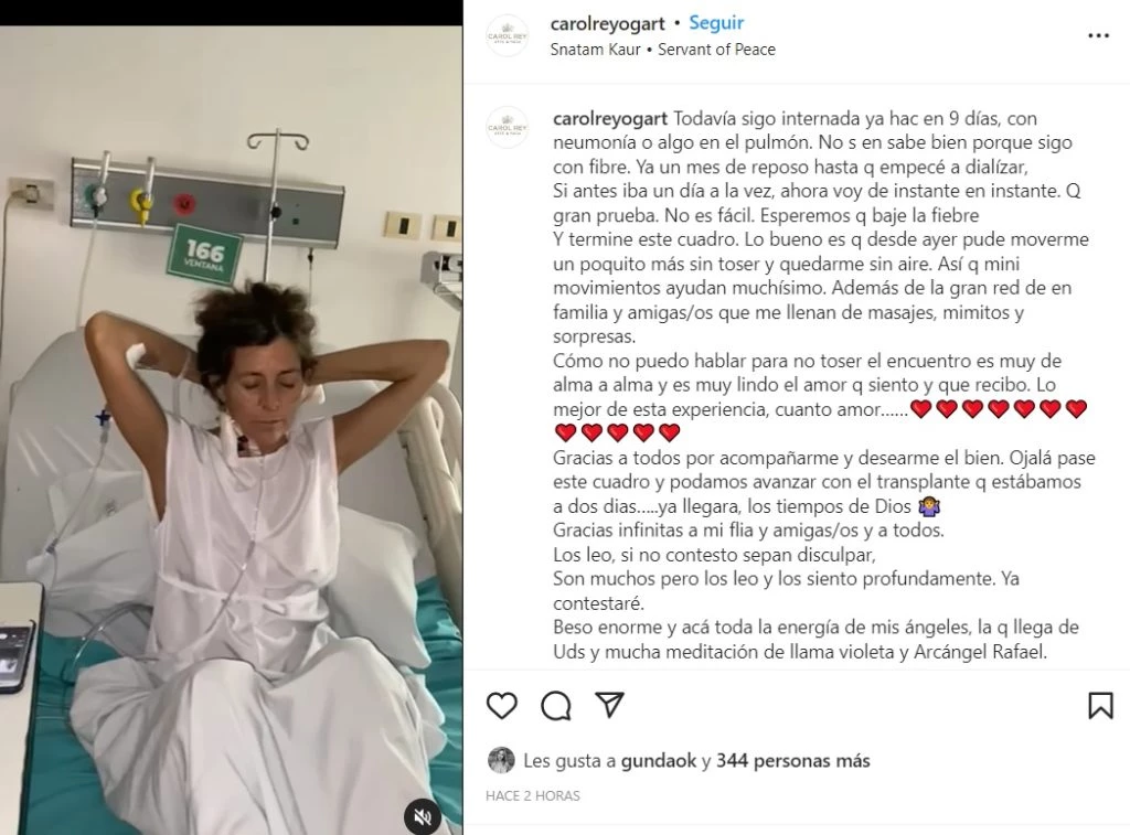 El posteo de Carol Rey sobre su salud