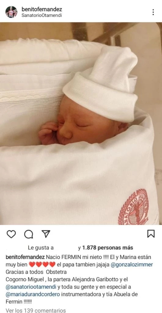 Benito Fernández contó que nació su nieto