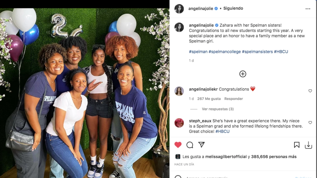 El posteo de Angelina Jolie sobre la nueva etapa universitaria de Zahara