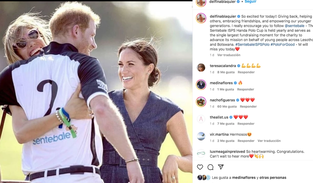Posteo de Delfina Blaquier dedicado a Meghan