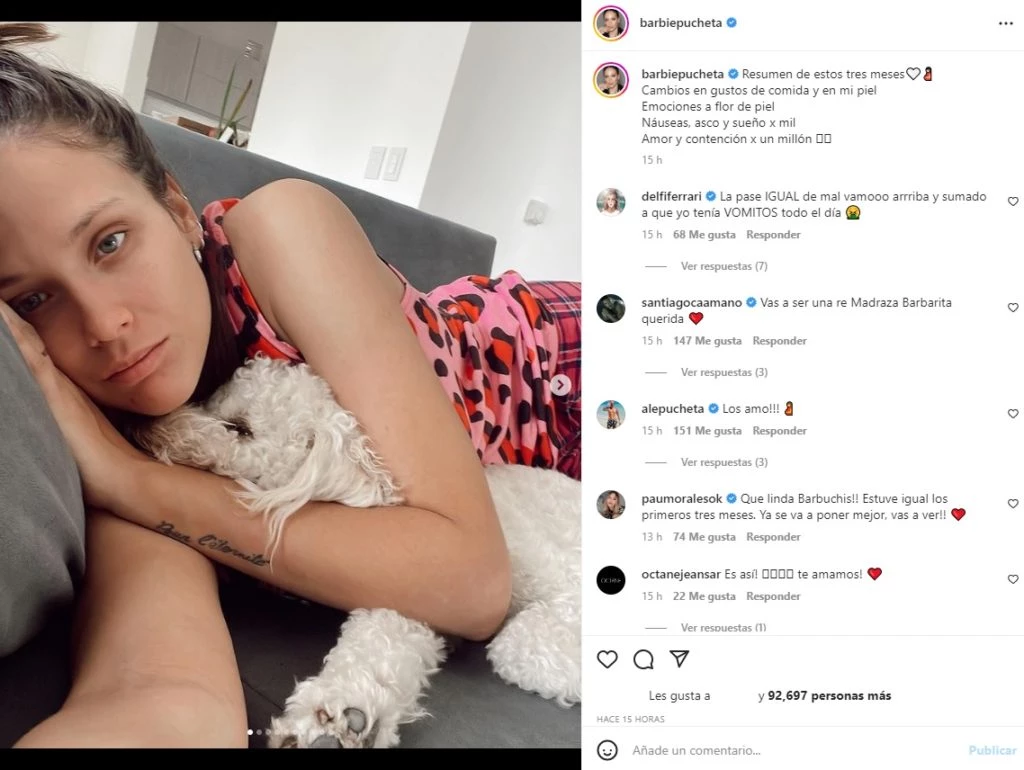 El posteo de Barbie Vélez donde resumen sus primeros tres meses de embarazo