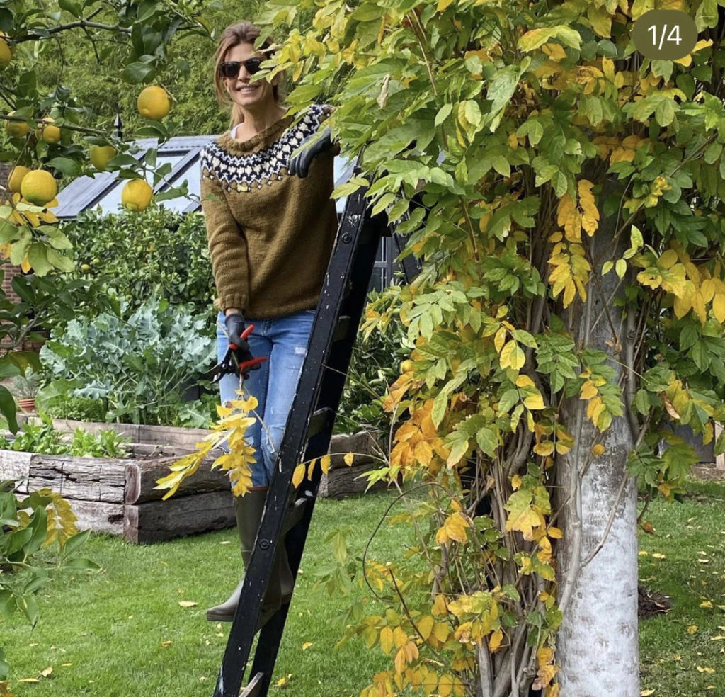 Juliana Awada posa en su árbol frutal. Foto Instagram.