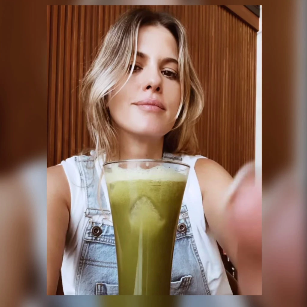 Mery del Cerro y su jugo de apio. Foto Instagram.